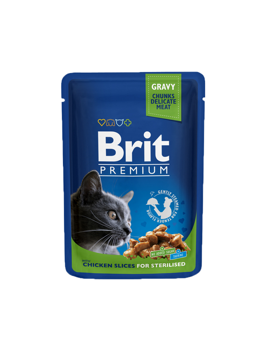 Brit Premium Cat Pouches Chicken Slices for Sterilised