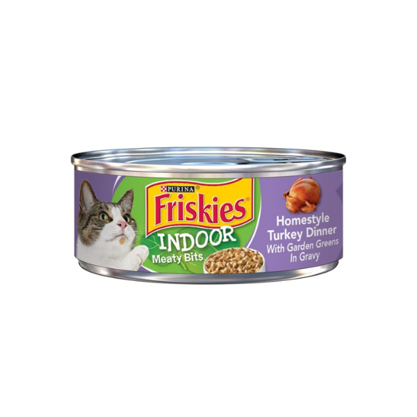 Friskies Indoor Meaty Bites HomeStyle Turkey Dinner With Garden Greens In Gravy