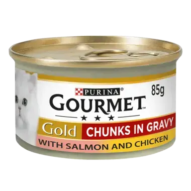 Gourmet Gold Chunks In Gravy With Salmon & Chicken 85g