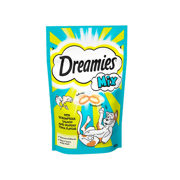 Dreamies Treat With salmon and heavenly tuna flavour 60g