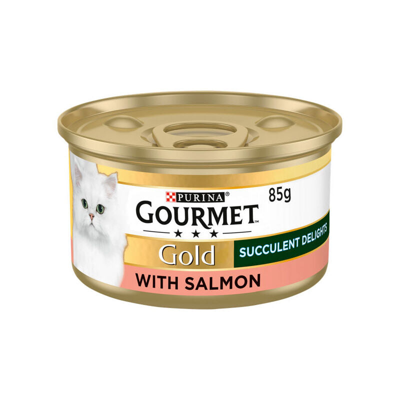 Gourmet Gold Tin Cat Succulent Delights With Salmon