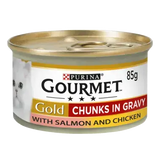 Gourmet Gold Chunks In Gravy With Salmon & Chicken 85g